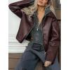 imageCicy Bell Womens Faux Leather Bomber Jackets Cropped Motorcycle Casual Coats Fall Trendy Zip Up OuterwearBrown