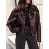 imageCicy Bell Womens Faux Leather Bomber Jackets Cropped Motorcycle Casual Coats Fall Trendy Zip Up OuterwearBrown