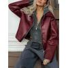 imageCicy Bell Womens Faux Leather Bomber Jackets Cropped Motorcycle Casual Coats Fall Trendy Zip Up OuterwearWine Red