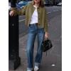 imageCicy Bell Womens Faux Suede Leather Jackets Trendy Casual Cropped Outerwear Button Down Collarless Short Bomber ShacketsArmy Green