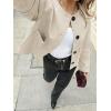 imageCicy Bell Womens Faux Suede Leather Jackets Trendy Casual Cropped Outerwear Button Down Collarless Short Bomber ShacketsBeige