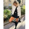 imageCicy Bell Womens Faux Suede Leather Jackets Trendy Casual Cropped Outerwear Button Down Collarless Short Bomber ShacketsBeige