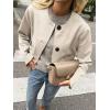imageCicy Bell Womens Faux Suede Leather Jackets Trendy Casual Cropped Outerwear Button Down Collarless Short Bomber ShacketsBeige