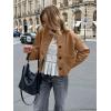 imageCicy Bell Womens Faux Suede Leather Jackets Trendy Casual Cropped Outerwear Button Down Collarless Short Bomber ShacketsBrown