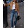 imageCicy Bell Womens Faux Suede Leather Jackets Trendy Casual Cropped Outerwear Button Down Collarless Short Bomber ShacketsBrown
