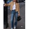imageCicy Bell Womens Faux Suede Leather Jackets Trendy Casual Cropped Outerwear Button Down Collarless Short Bomber ShacketsCamel