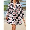 imageCicy Bell Womens Floral Mini Dresses 34 Sleeve V Neck Flowy Babydoll Dress Summer Beach Vacation Boho OutfitsBlack