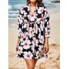 imageCicy Bell Womens Floral Mini Dresses 34 Sleeve V Neck Flowy Babydoll Dress Summer Beach Vacation Boho OutfitsBlack