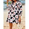 imageCicy Bell Womens Floral Mini Dresses 34 Sleeve V Neck Flowy Babydoll Dress Summer Beach Vacation Boho OutfitsBlack