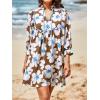 imageCicy Bell Womens Floral Mini Dresses 34 Sleeve V Neck Flowy Babydoll Dress Summer Beach Vacation Boho OutfitsBrown