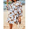 imageCicy Bell Womens Floral Mini Dresses 34 Sleeve V Neck Flowy Babydoll Dress Summer Beach Vacation Boho OutfitsBrown