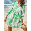 imageCicy Bell Womens Floral Mini Dresses 34 Sleeve V Neck Flowy Babydoll Dress Summer Beach Vacation Boho OutfitsGreen