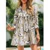 imageCicy Bell Womens Floral Mini Dresses 34 Sleeve V Neck Flowy Babydoll Dress Summer Beach Vacation Boho OutfitsKhaki