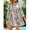 imageCicy Bell Womens Floral Mini Dresses 34 Sleeve V Neck Flowy Babydoll Dress Summer Beach Vacation Boho OutfitsKhaki