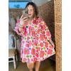 imageCicy Bell Womens Floral Mini Dresses 34 Sleeve V Neck Flowy Babydoll Dress Summer Beach Vacation Boho OutfitsPink