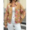 imageCicy Bell Womens Floral Zip Up Bomber Jackets Cropped Long Sleeve Denim Coats Trendy Casual Collared Vintage OuterwearKhaki