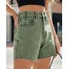 imageCicy Bell Womens High Waisted Jean Shorts Summer Baggy Stretchy Straight Leg Raw Hem Mom Denim ShortsArmy Green