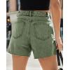 imageCicy Bell Womens High Waisted Jean Shorts Summer Baggy Stretchy Straight Leg Raw Hem Mom Denim ShortsArmy Green