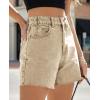 imageCicy Bell Womens High Waisted Jean Shorts Summer Baggy Stretchy Straight Leg Raw Hem Mom Denim ShortsKhaki