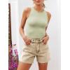 imageCicy Bell Womens High Waisted Jean Shorts Summer Baggy Stretchy Straight Leg Raw Hem Mom Denim ShortsKhaki