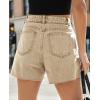 imageCicy Bell Womens High Waisted Jean Shorts Summer Baggy Stretchy Straight Leg Raw Hem Mom Denim ShortsKhaki