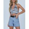 imageCicy Bell Womens High Waisted Jean Shorts Summer Baggy Stretchy Straight Leg Raw Hem Mom Denim ShortsPale Blue