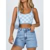 imageCicy Bell Womens High Waisted Jean Shorts Summer Baggy Stretchy Straight Leg Raw Hem Mom Denim ShortsPale Blue