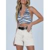 imageCicy Bell Womens High Waisted Jean Shorts Summer Baggy Stretchy Straight Leg Raw Hem Mom Denim ShortsWhite