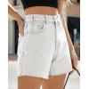 imageCicy Bell Womens High Waisted Jean Shorts Summer Baggy Stretchy Straight Leg Raw Hem Mom Denim ShortsWhite