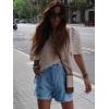imageCicy Bell Womens High Waisted Jean Shorts Summer Baggy Stretchy Vintage Double Breasted Denim ShortsBlue
