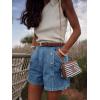 imageCicy Bell Womens High Waisted Jean Shorts Summer Baggy Stretchy Vintage Double Breasted Denim ShortsBlue