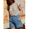 imageCicy Bell Womens High Waisted Jean Shorts Summer Baggy Stretchy Vintage Double Breasted Denim ShortsBlue