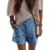 imageCicy Bell Womens High Waisted Jean Shorts Summer Baggy Stretchy Vintage Double Breasted Denim ShortsBlue