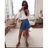 imageCicy Bell Womens High Waisted Jean Shorts Summer Baggy Stretchy Vintage Double Breasted Denim ShortsNavy