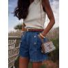 imageCicy Bell Womens High Waisted Jean Shorts Summer Baggy Stretchy Vintage Double Breasted Denim ShortsNavy