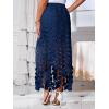 imageCicy Bell Womens Hollow Out Maxi Skirts Summer High Waisted Boho Fringe Hem Long SkirtNavy Blue