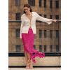 imageCicy Bell Womens Hollow Out Maxi Skirts Summer High Waisted Boho Fringe Hem Long SkirtRose Red