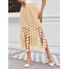 imageCicy Bell Womens Hollow Out Maxi Skirts Summer High Waisted Boho Fringe Hem Skirt Beach Vacation OutfitsApricot