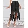 imageCicy Bell Womens Hollow Out Maxi Skirts Summer High Waisted Boho Fringe Hem Skirt Beach Vacation OutfitsBlack