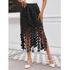 imageCicy Bell Womens Hollow Out Maxi Skirts Summer High Waisted Boho Fringe Hem Skirt Beach Vacation OutfitsBlack