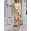 imageCicy Bell Womens Hollow Out Maxi Skirts Summer High Waisted Boho Fringe Hem Skirt Beach Vacation OutfitsKhaki