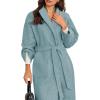 imageCicy Bell Womens Long Pea Coats Oversized Wrap Wool Blend Trench Coats Winter Open Front Cardigan OvercoatsBlue