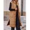 imageCicy Bell Womens Long Quilted Puffer Vest Lightweight Sleeveless Winter Jackets Side Slit Packable CoatsKhaki