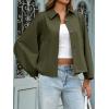 imageCicy Bell Womens Oversized Cropped Trench Coats Batwing Sleeve Trendy Casual Short Jackets Button Up OuterwearArmy Green