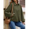 imageCicy Bell Womens Oversized Cropped Trench Coats Batwing Sleeve Trendy Casual Short Jackets Button Up OuterwearArmy Green