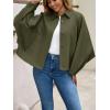 imageCicy Bell Womens Oversized Cropped Trench Coats Batwing Sleeve Trendy Casual Short Jackets Button Up OuterwearArmy Green