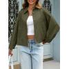 imageCicy Bell Womens Oversized Cropped Trench Coats Batwing Sleeve Trendy Casual Short Jackets Button Up OuterwearArmy Green