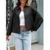 imageCicy Bell Womens Oversized Cropped Trench Coats Batwing Sleeve Trendy Casual Short Jackets Button Up OuterwearBlack