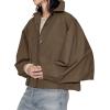 imageCicy Bell Womens Oversized Cropped Trench Coats Batwing Sleeve Trendy Casual Short Jackets Button Up OuterwearDark Brown