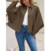 imageCicy Bell Womens Oversized Cropped Trench Coats Batwing Sleeve Trendy Casual Short Jackets Button Up OuterwearDark Brown